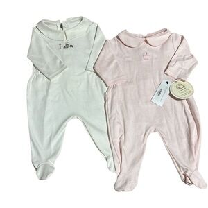 Lydababy 100% Pima cotton footie one ivory and one pink